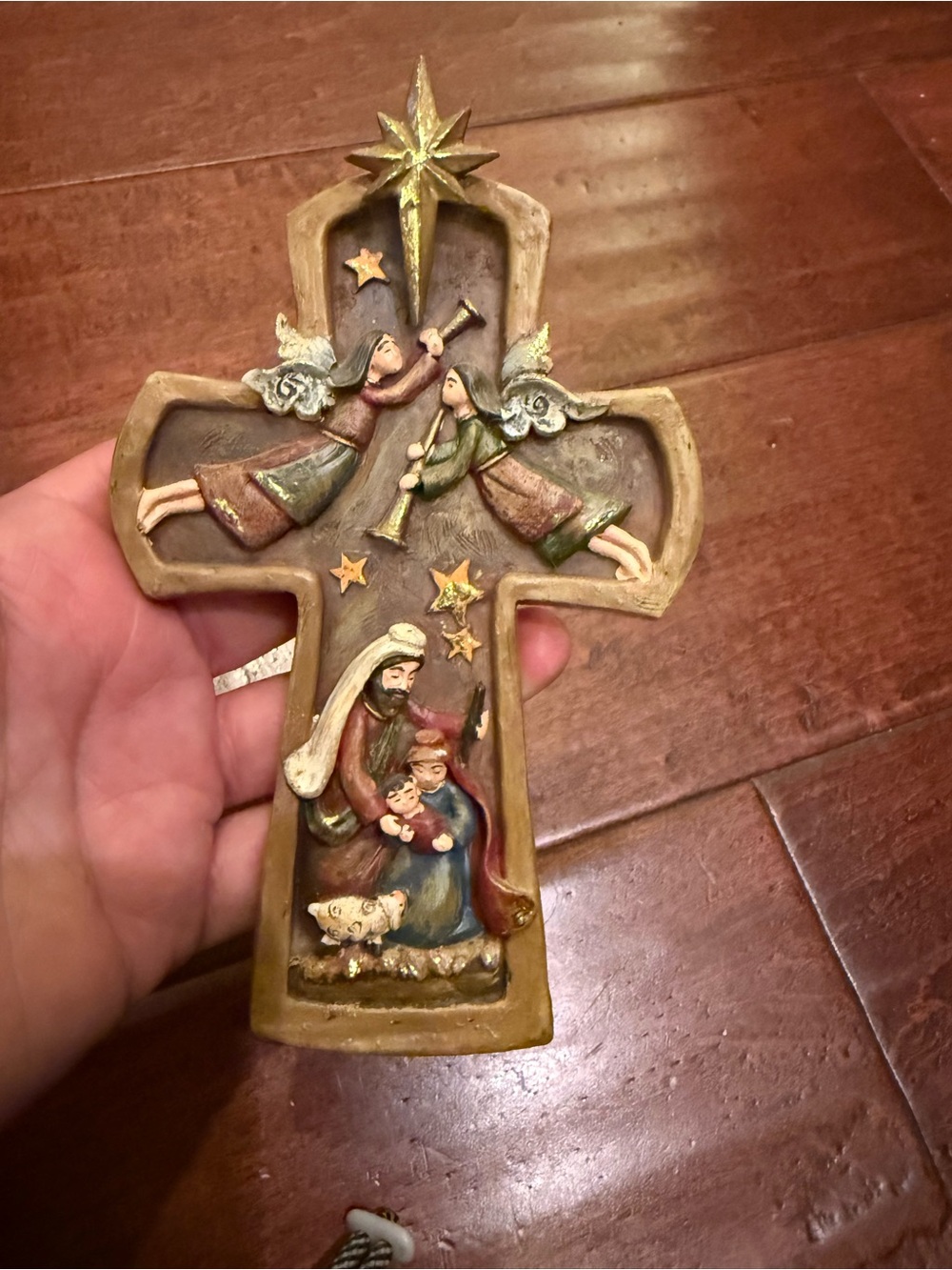 Kurt Adler Nativity Scene Cross 6.5" x 3.75" Christmas Ornament